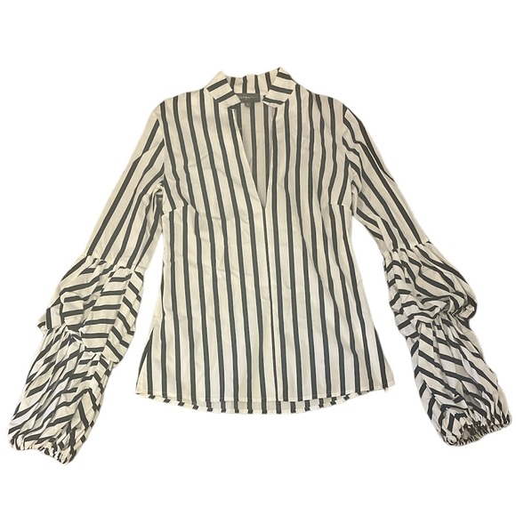 Greyson Tops - Greyson Black and White Blouse with Ruffled Sleeves small